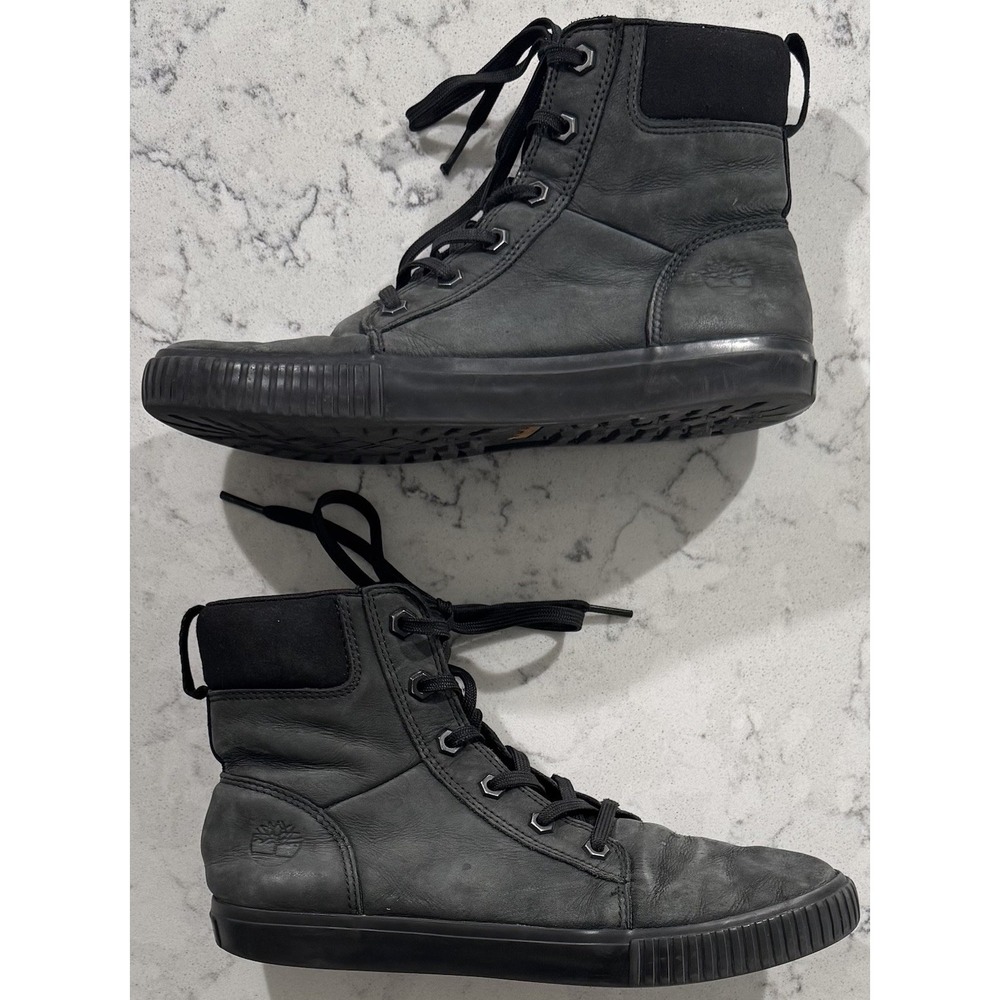 Timberland Skyla Bay Womens 8 Black Leather High Top Sneaker Boots A5C118